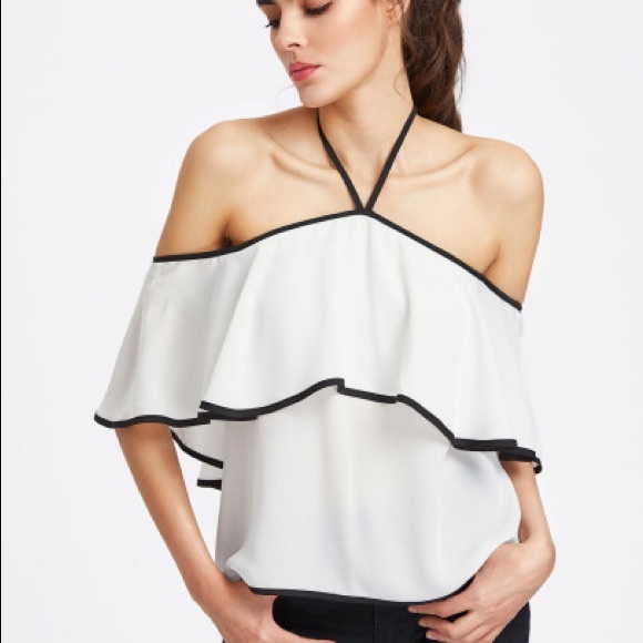 Contrast Flounce Halter Top - Picture 3 of 4